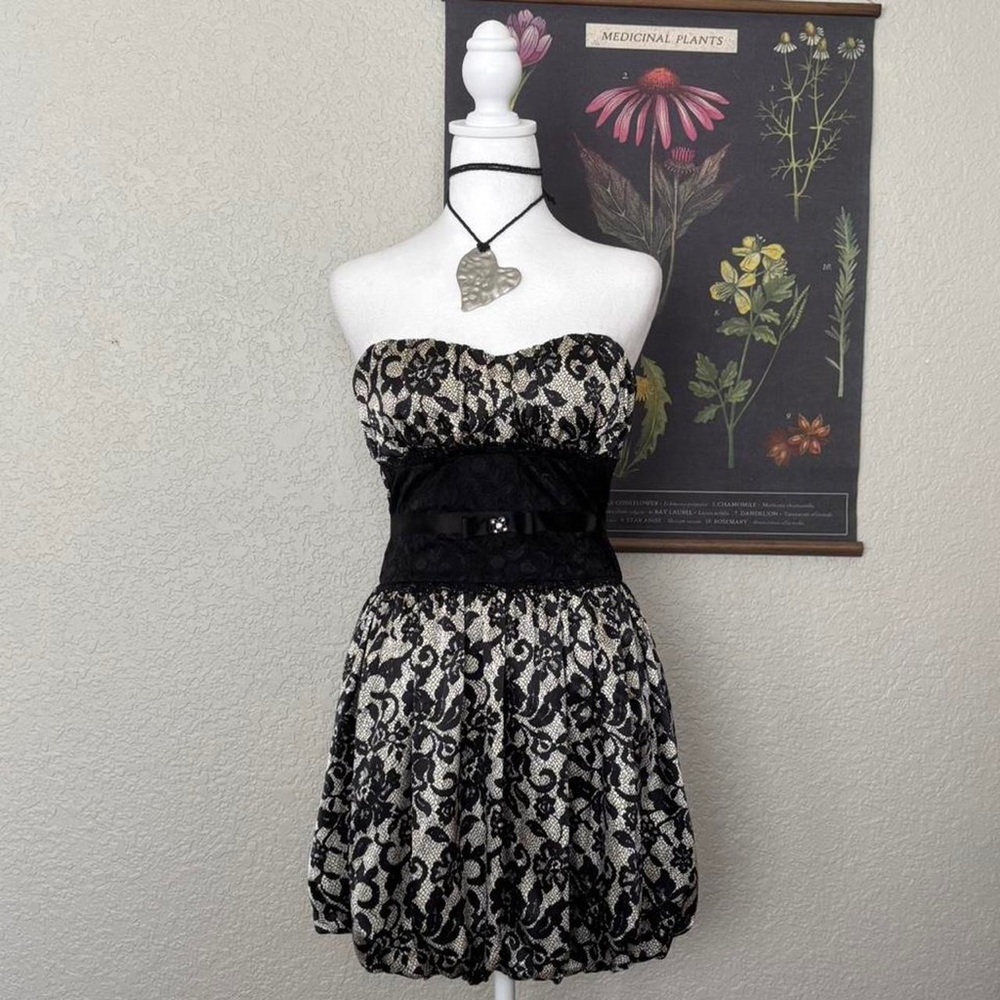 Bloom Black Strapless Cocktail Dress